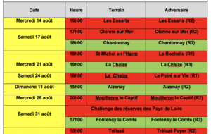 VOICI LES MATCHS DE PRÉPARATION POUR LES ÉQUIPES R2 ET R3