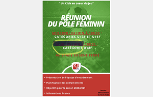 RECTIFICATIF POUR LA RÉUNION D’INFORMATIONS DES U18F