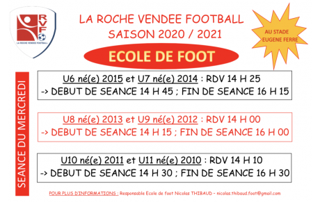 REPRISE DE L'ÉCOLE DE FOOTBALL