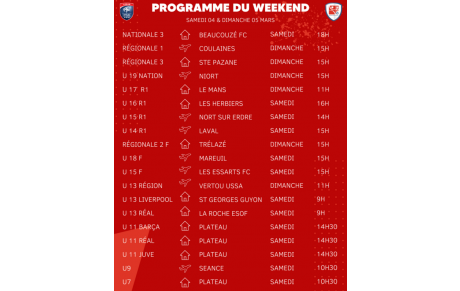 Programme du Weekend