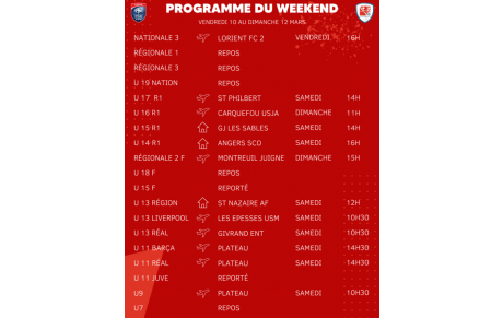 Programme du Weekend