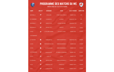 PROGRAMME DU WEEK END !
