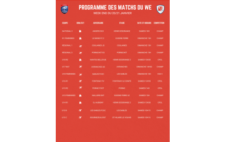 PROGRAMME DU WEEK END !