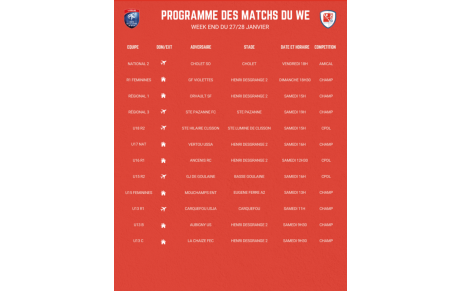 PROGRAMME DU WEEK END !
