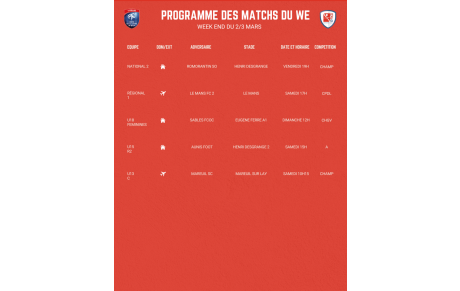 PROGRAMME DU WEEK END !