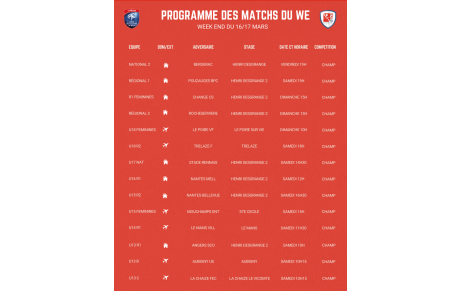 PROGRAMME DU WEEK END