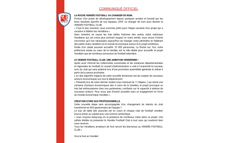 COMMUNIQUÉ OFFICIEL